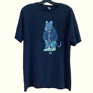 Stussy Black Thug Rat Shirt with graphics and logo - RARE
